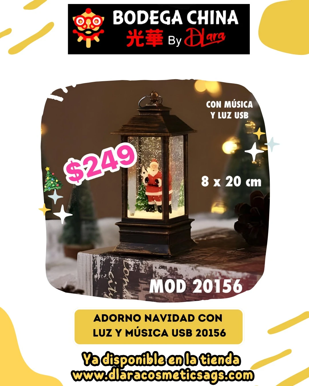 ADORNO NAVIDAD CON LUZ LED Y MUSICA 20156