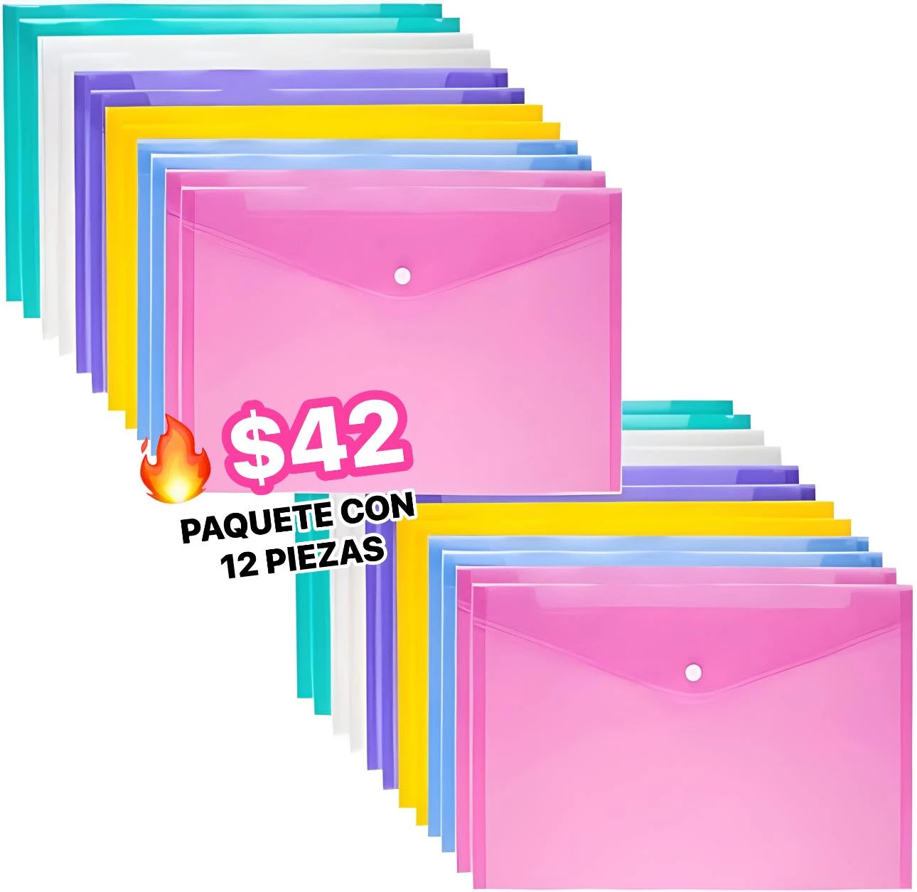 🔥PAQUETE 12 FOLDER PLASTICO🔥 8012688910191