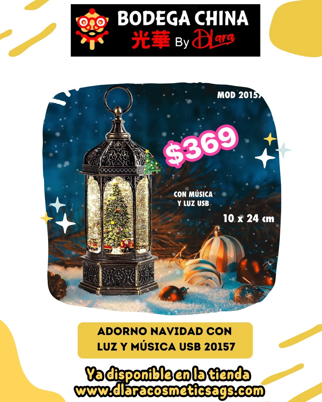 ADORNO NAVIDAD CON LUZ LED Y MUSICA 20157