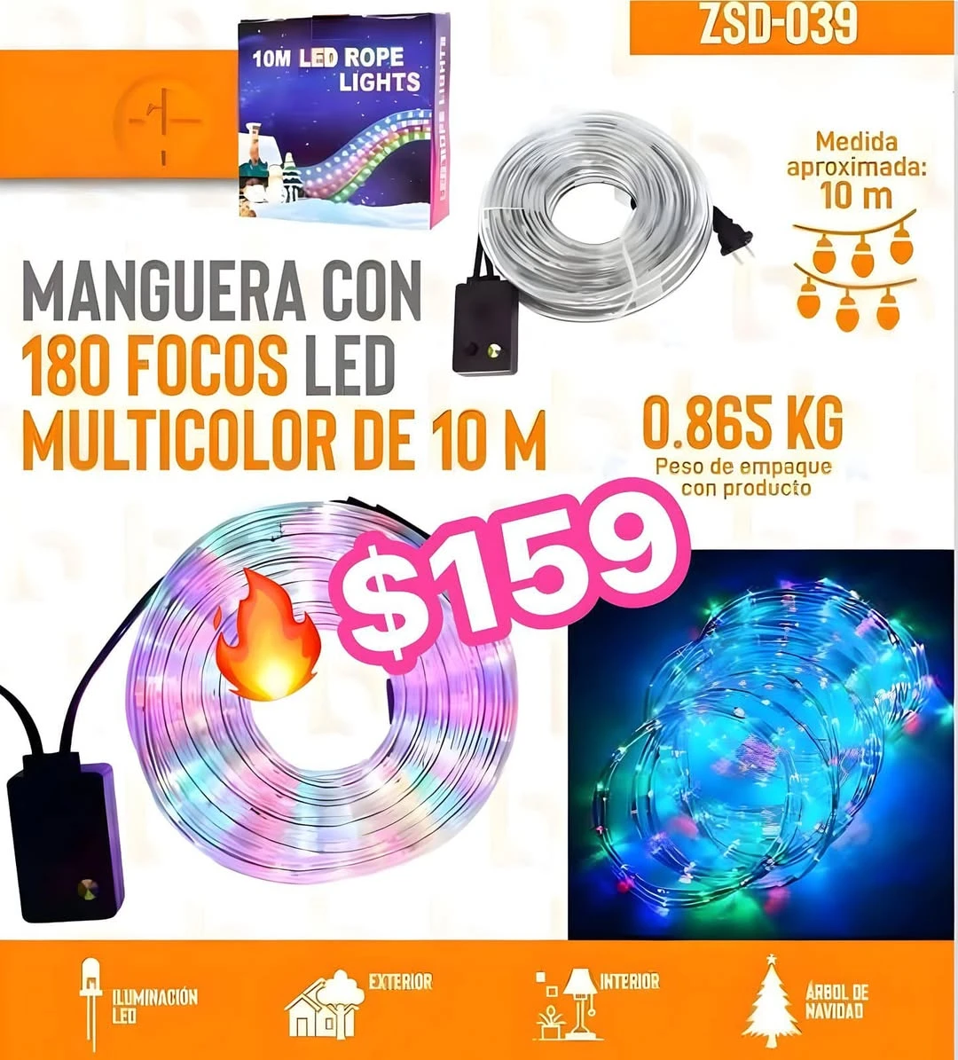 🔥LUCES LED 10mts🔥 MULTICOLOR