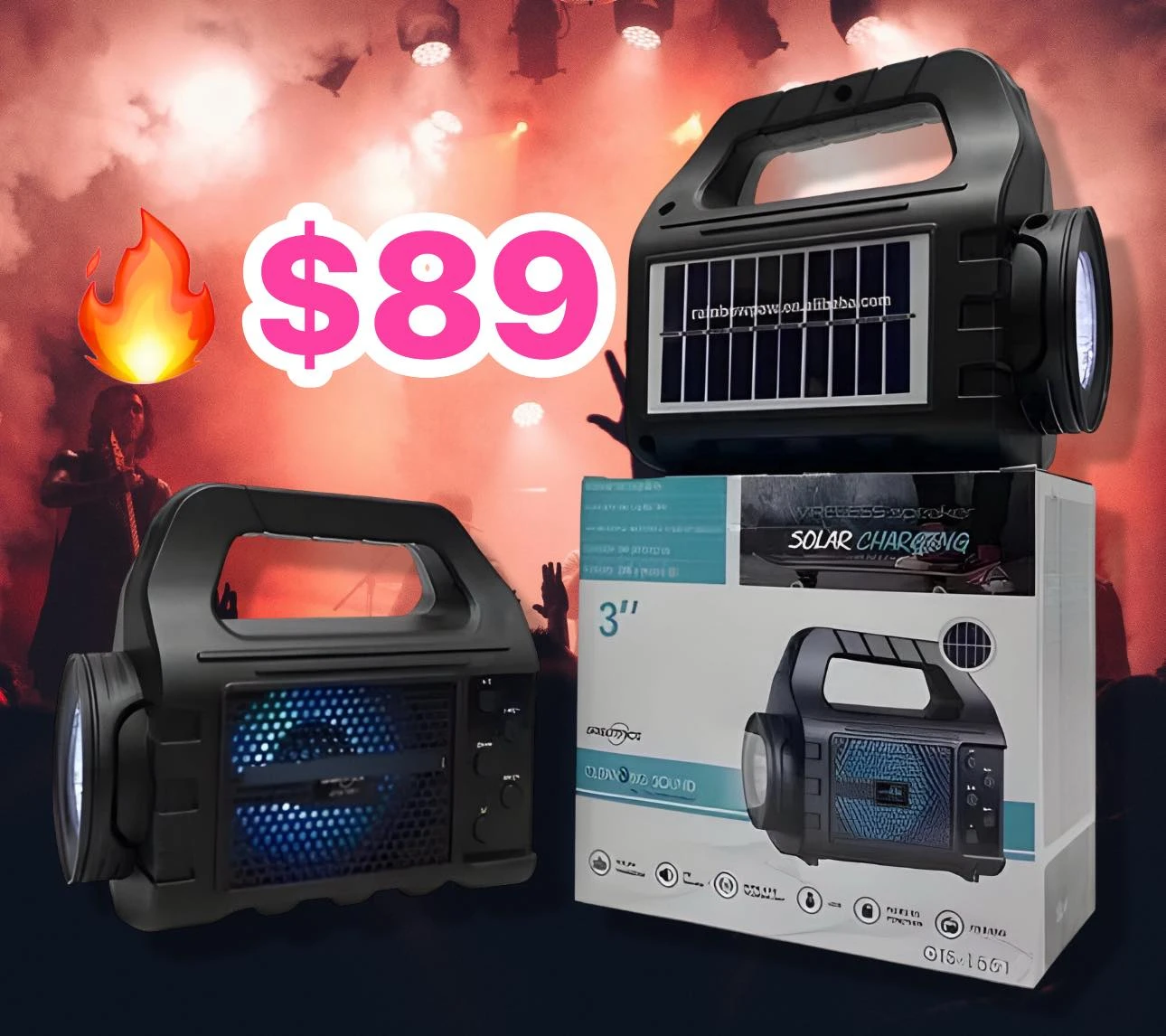 🔥BOCINA BLUETOOTH  SD FM RECARGABLE SOLAR🔥 6916395615528