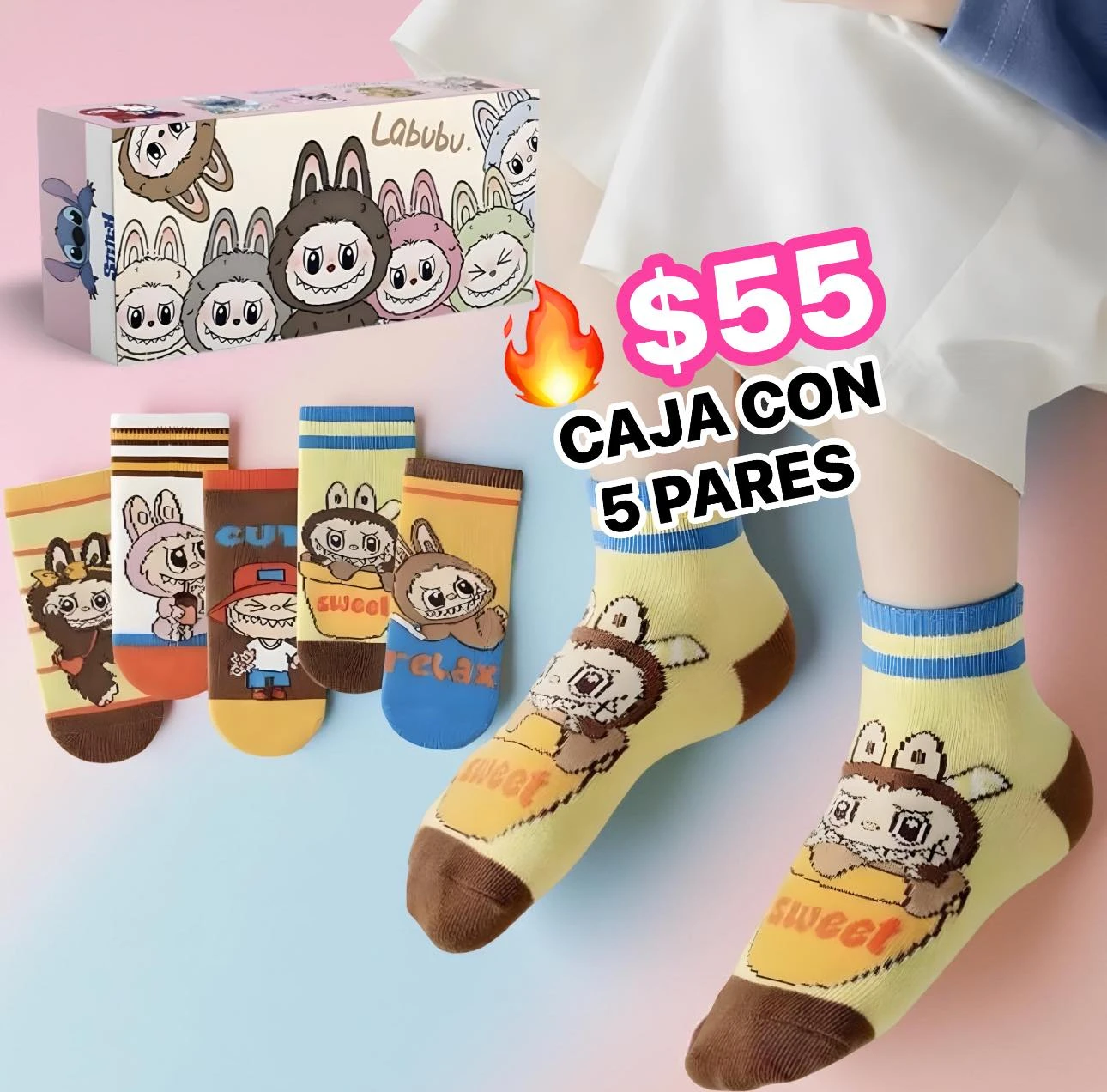 🔥PAQUETE 5 PARES TIN UNFANTIL🔥 LABUBU